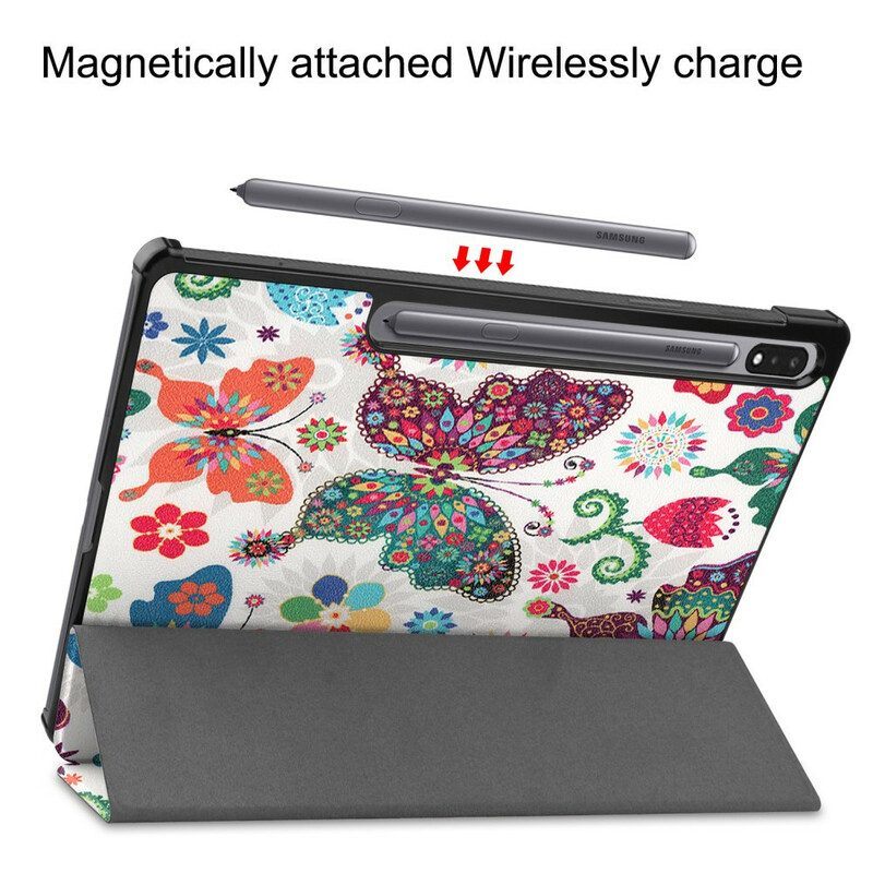 Bescherming Hoesje voor Samsung Galaxy Tab S8 Plus / Tab S7 Plus Verbeterde Vlinders En Bloemen