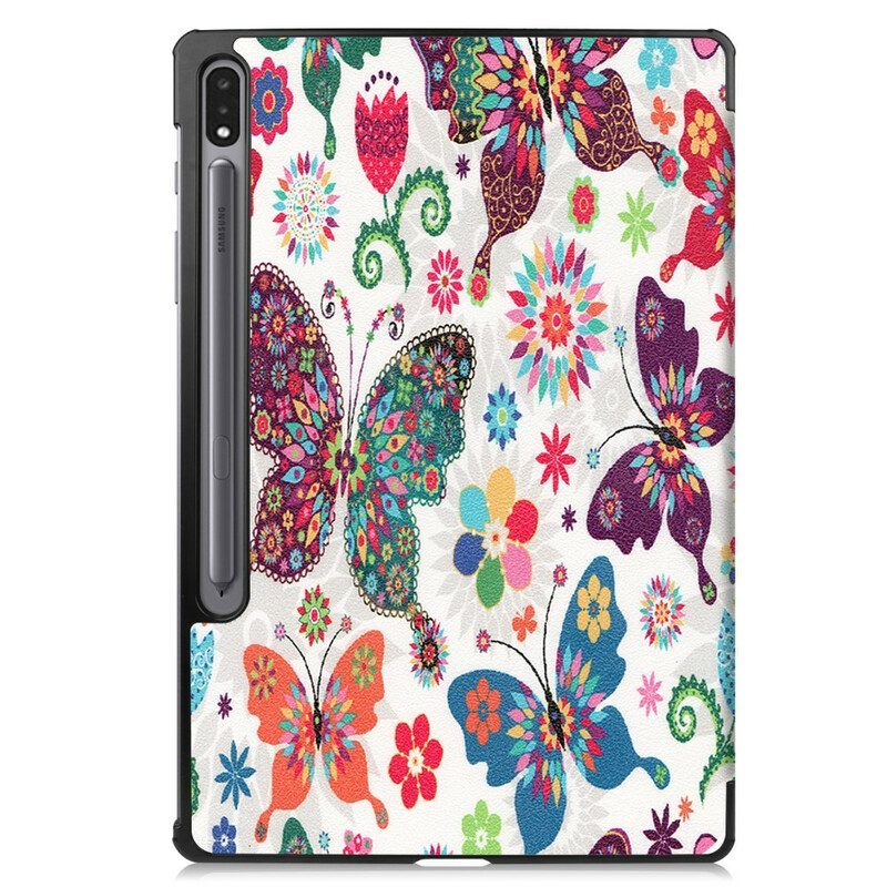 Bescherming Hoesje voor Samsung Galaxy Tab S8 Plus / Tab S7 Plus Verbeterde Vlinders En Bloemen