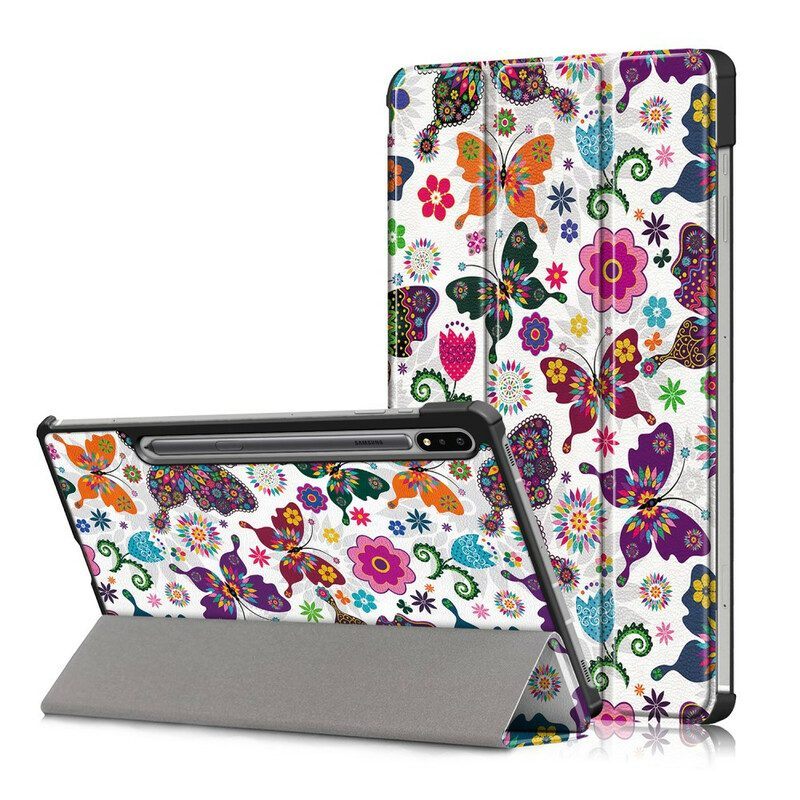 Bescherming Hoesje voor Samsung Galaxy Tab S8 / Tab S7 Verbeterde Vlinders En Bloemen