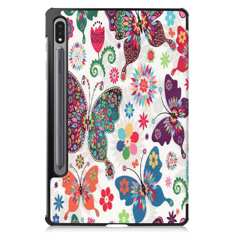 Bescherming Hoesje voor Samsung Galaxy Tab S8 / Tab S7 Vintage Bloem Pennenhouder