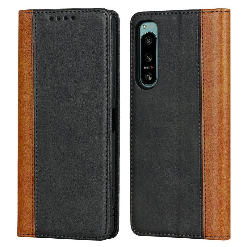 Bescherming Hoesje voor Sony Xperia 5 IV Folio-hoesje Tweekleurig Leereffect