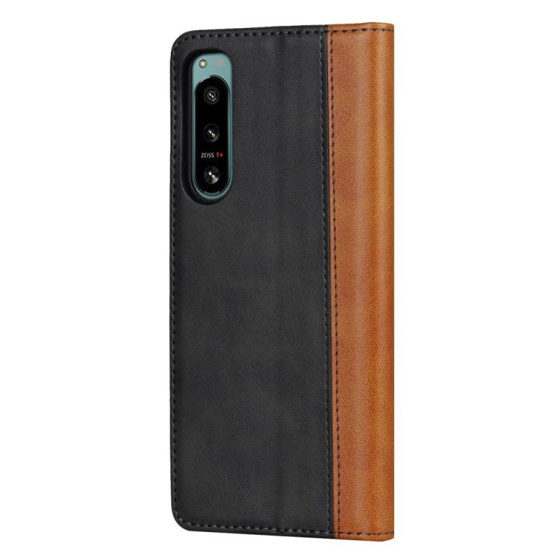 Bescherming Hoesje voor Sony Xperia 5 IV Folio-hoesje Tweekleurig Leereffect