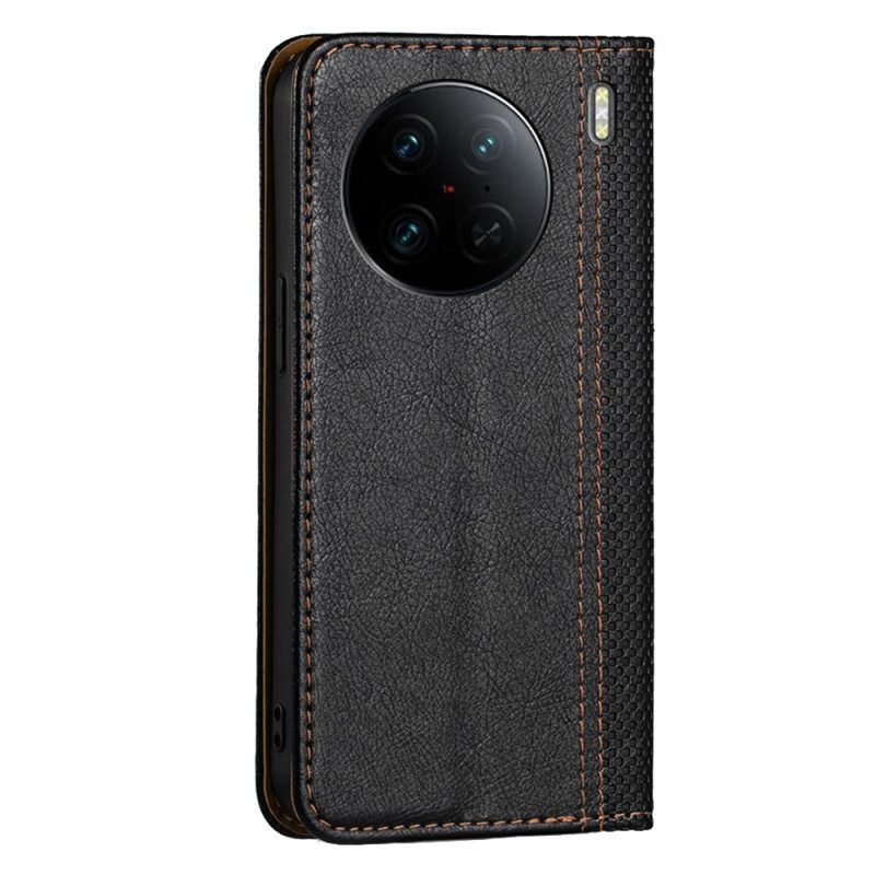 Bescherming Hoesje voor Vivo X90 Pro Folio-hoesje Vintage Kunstleer