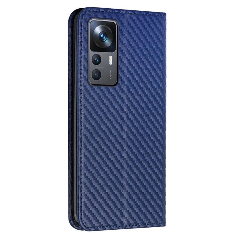 Bescherming Hoesje voor Xiaomi 12T / 12T Pro Folio-hoesje Koolstofvezel Met Koord