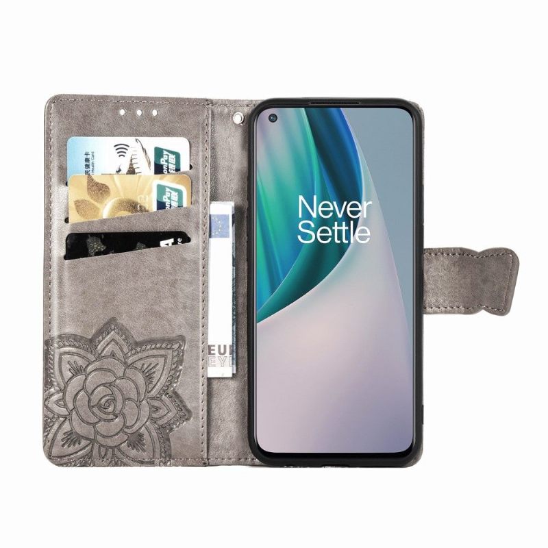 Folio-hoesje voor OnePlus Nord N10 Anti-fall Reliëfvlinder