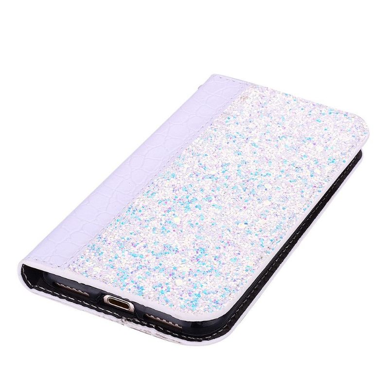 Flip Case voor Samsung Galaxy Note 10+ / Note 10+ 5G Luxe Pailletten En Krokodilleneffect