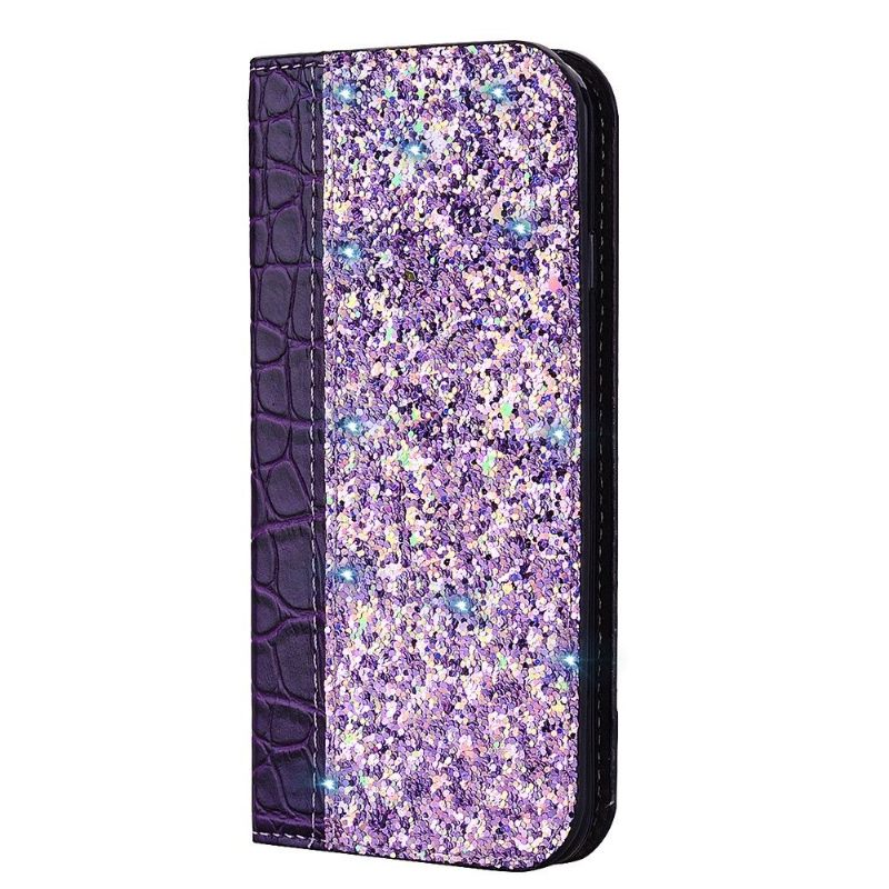 Flip Case voor Samsung Galaxy Note 10+ / Note 10+ 5G Luxe Pailletten En Krokodilleneffect