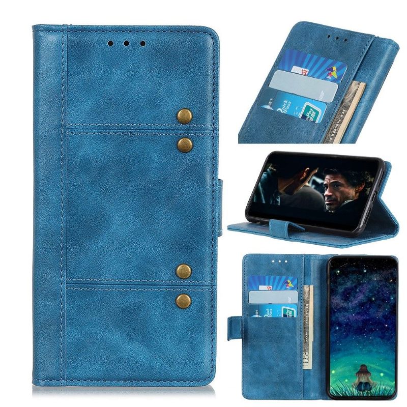 Folio-hoesje voor Samsung Galaxy Note 10+ / Note 10+ 5G Premium Leer Met Klinknagels