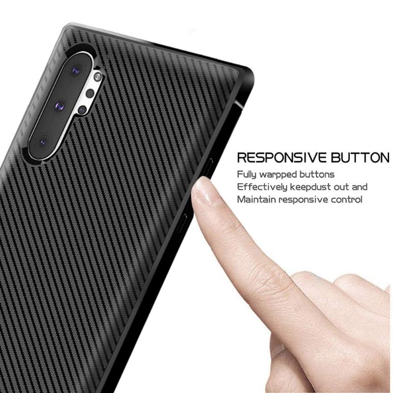 Hoesje voor Samsung Galaxy Note 10+ / Note 10+ 5G Anti-fall Carbon Case - Zwart