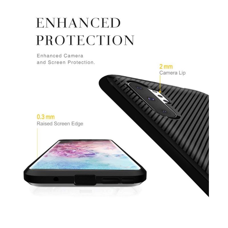 Hoesje voor Samsung Galaxy Note 10+ / Note 10+ 5G Anti-fall Carbon Case - Zwart