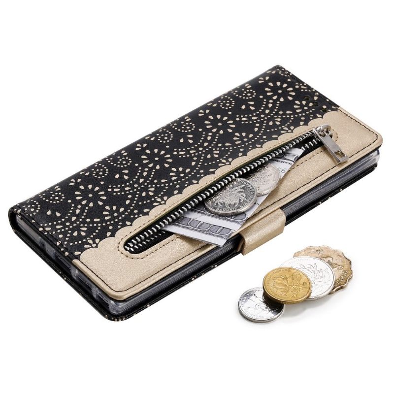 Leren Hoesje voor Samsung Galaxy Note 10+ / Note 10+ 5G Bescherming Kantpatroon Met Riem