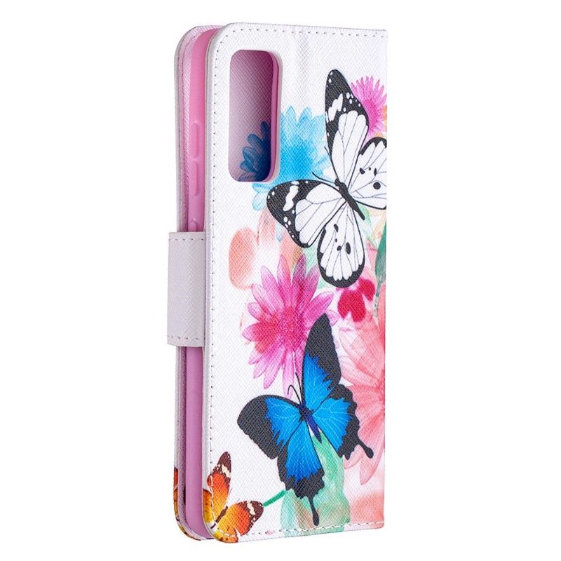 Folio-hoesje voor Samsung Galaxy S20 FE Vlinders En Kleurrijke Bloemen