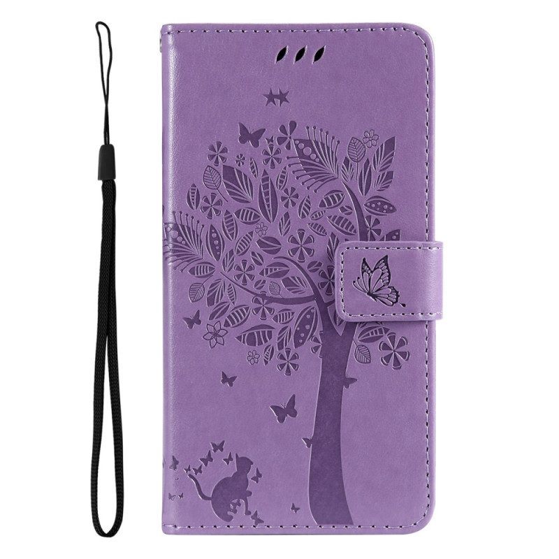 Folio-hoesje voor Oppo Reno 8 Pro Met Ketting Boom En Strappy Cat