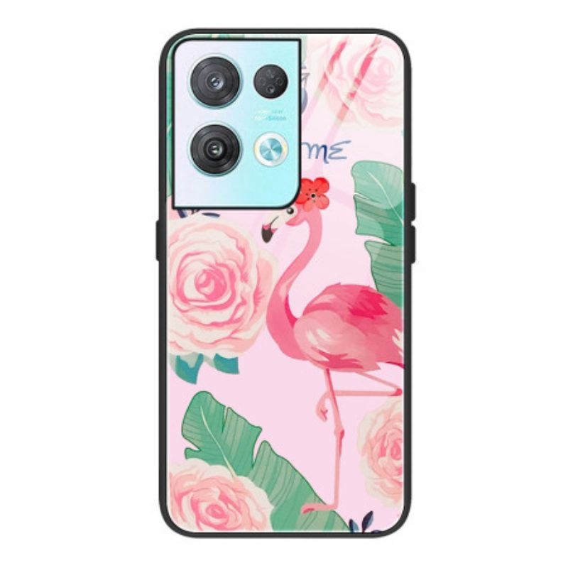 Hoesje voor Oppo Reno 8 Pro Flamingo Gehard Glas