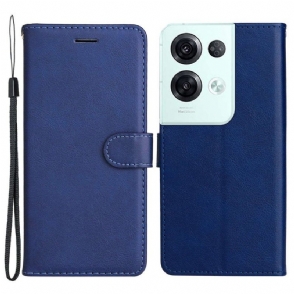 Leren Hoesje voor Oppo Reno 8 Pro Met Ketting Effen Met Bandje