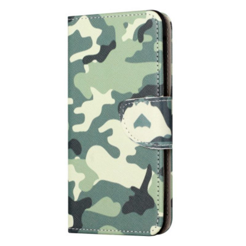 Leren Hoesje voor iPhone 15 Militaire Camouflage