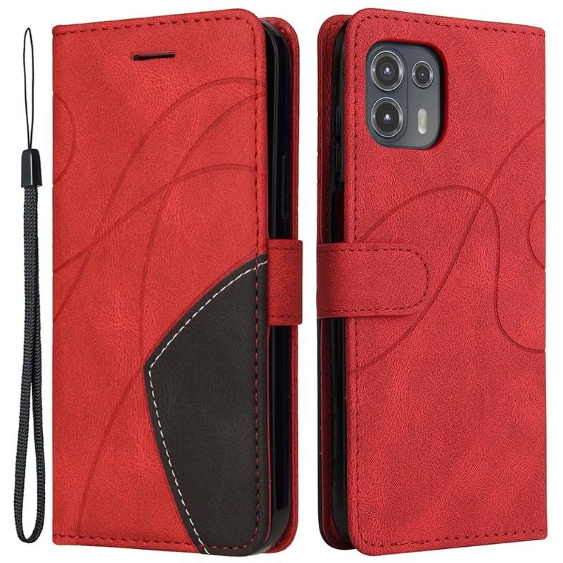 Leren Hoesje voor Motorola Edge 20 Lite Bescherming Bicolor Artistiek