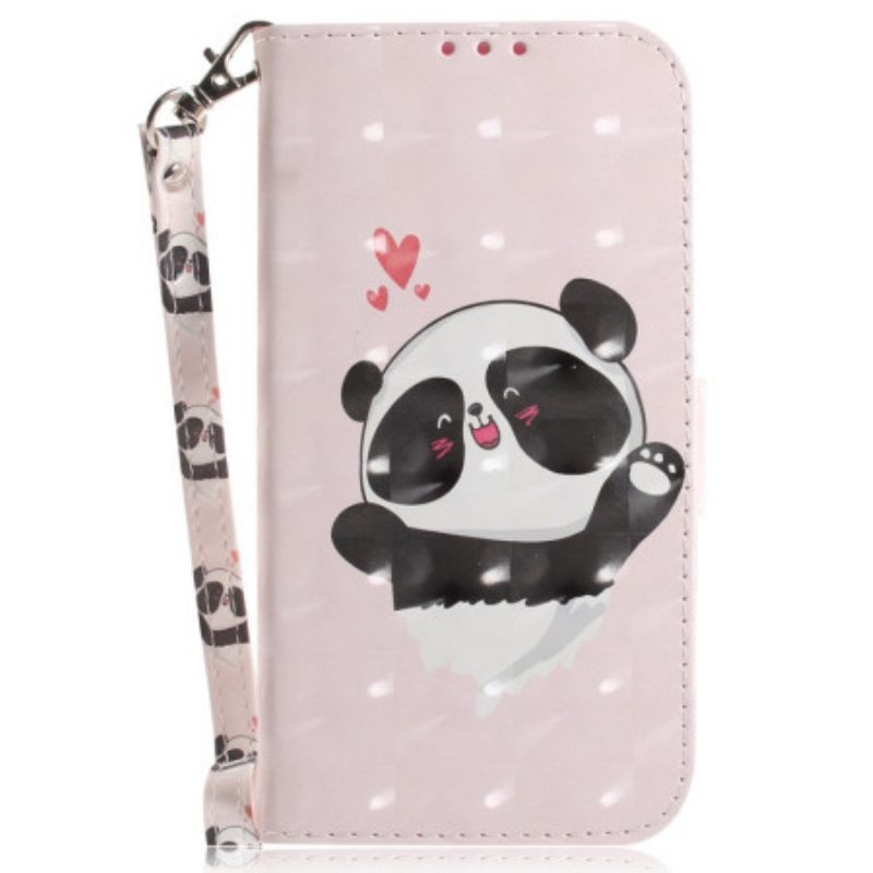 Folio-hoesje voor Oppo Reno 8 Panda Love Met Sleutelkoord