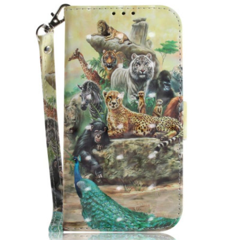 Folio-hoesje voor Oppo Reno 8 Safari Dieren Met Lanyard