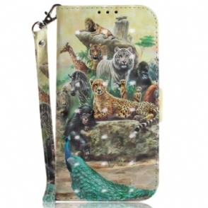 Folio-hoesje voor Oppo Reno 8 Safari Dieren Met Lanyard