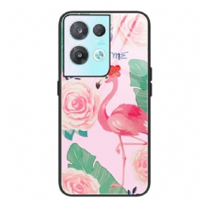 Hoesje voor Oppo Reno 8 Flamingo Gehard Glas