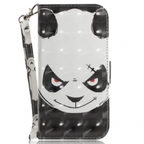 Leren Hoesje voor Oppo Reno 8 Boze Panda Met Lanyard