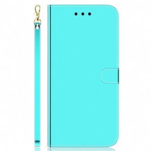 Leren Hoesje voor Oppo Reno 8 Spiegel En Lanyard