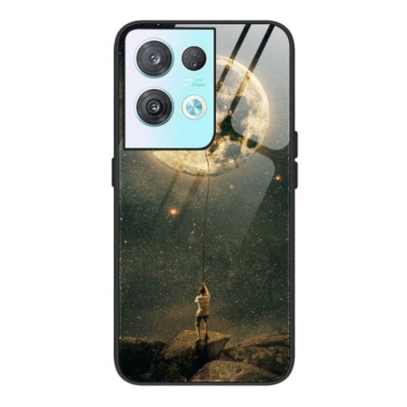 Telefoonhoesje voor Oppo Reno 8 Moon Man Gehard Glas