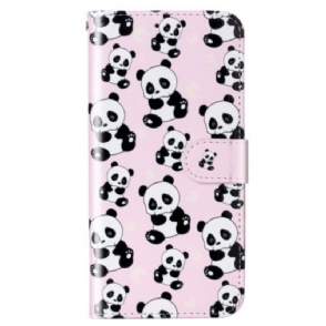 Flip Case voor Xiaomi 12 Lite Met Ketting Panda's Met Bandjes