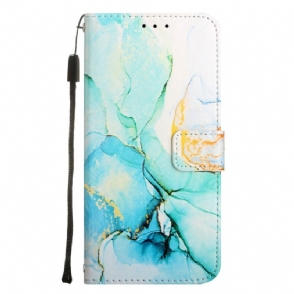 Folio-hoesje voor Xiaomi 12 Lite Met Ketting Marmer Strippen