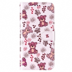 Leren Hoesje voor Xiaomi 12 Lite Met Ketting Teddyberen