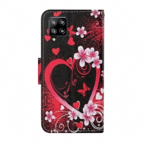 Folio-hoesje voor Samsung Galaxy A12 Bloemen Hart