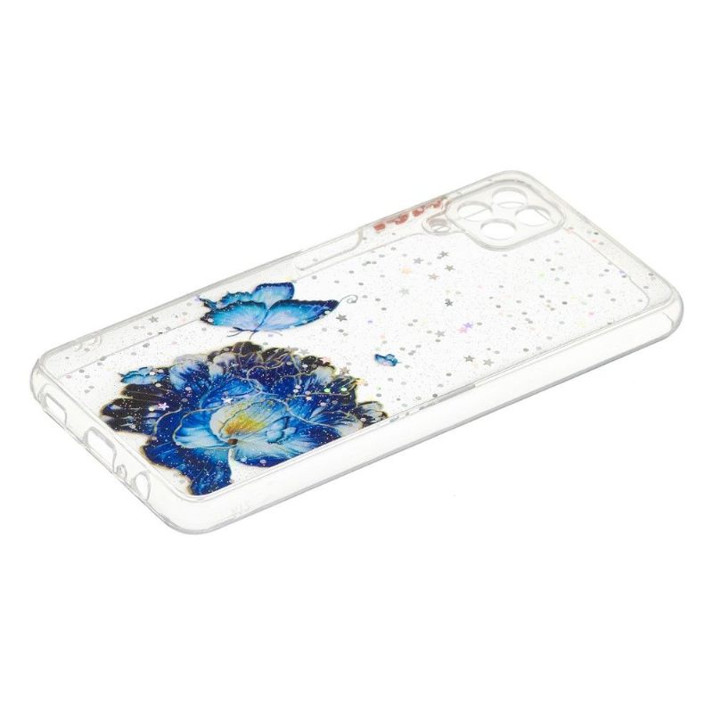 Hoesje voor Samsung Galaxy A12 Blauwe Bloemen En Vlinders
