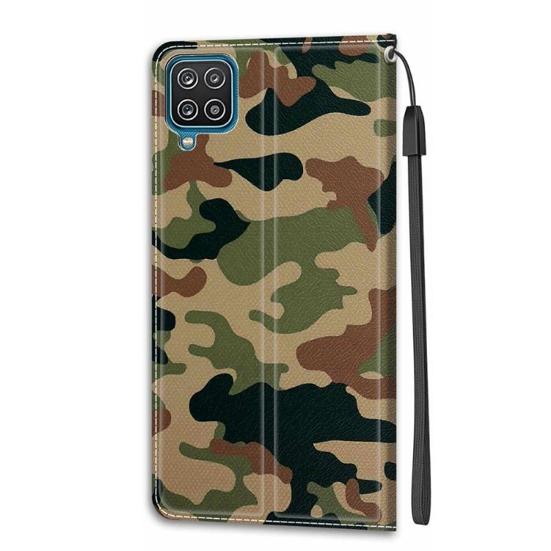 Leren Hoesje voor Samsung Galaxy A12 Bescherming Camouflage