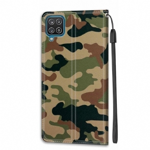 Leren Hoesje voor Samsung Galaxy A12 Bescherming Camouflage