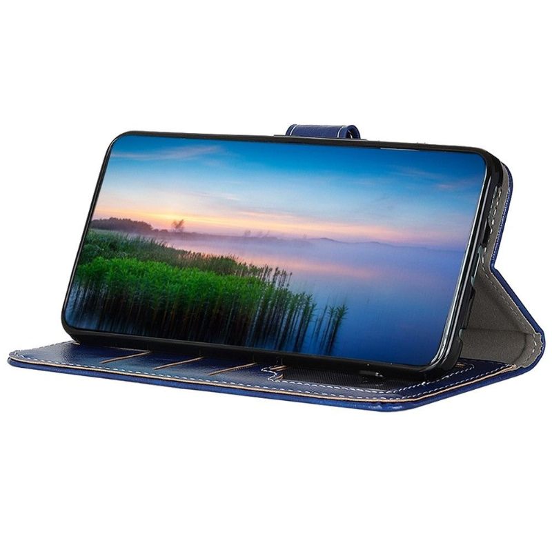 Folio-hoesje voor Samsung Galaxy M33 5G Luxe Stiksels Met Leereffect