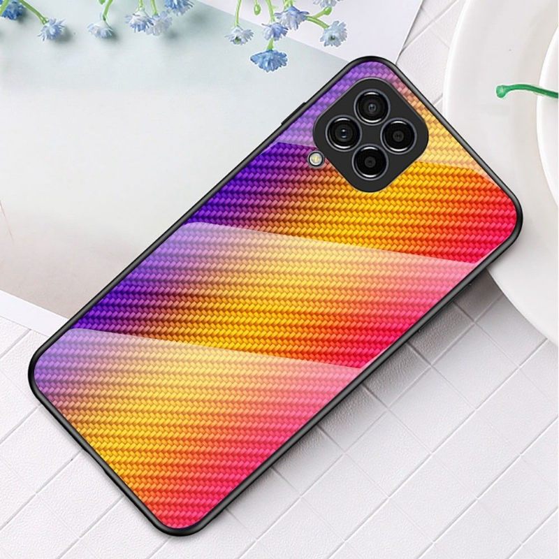 Hoesje voor Samsung Galaxy M33 5G Gehard Glas In Koolstofvezelstijl