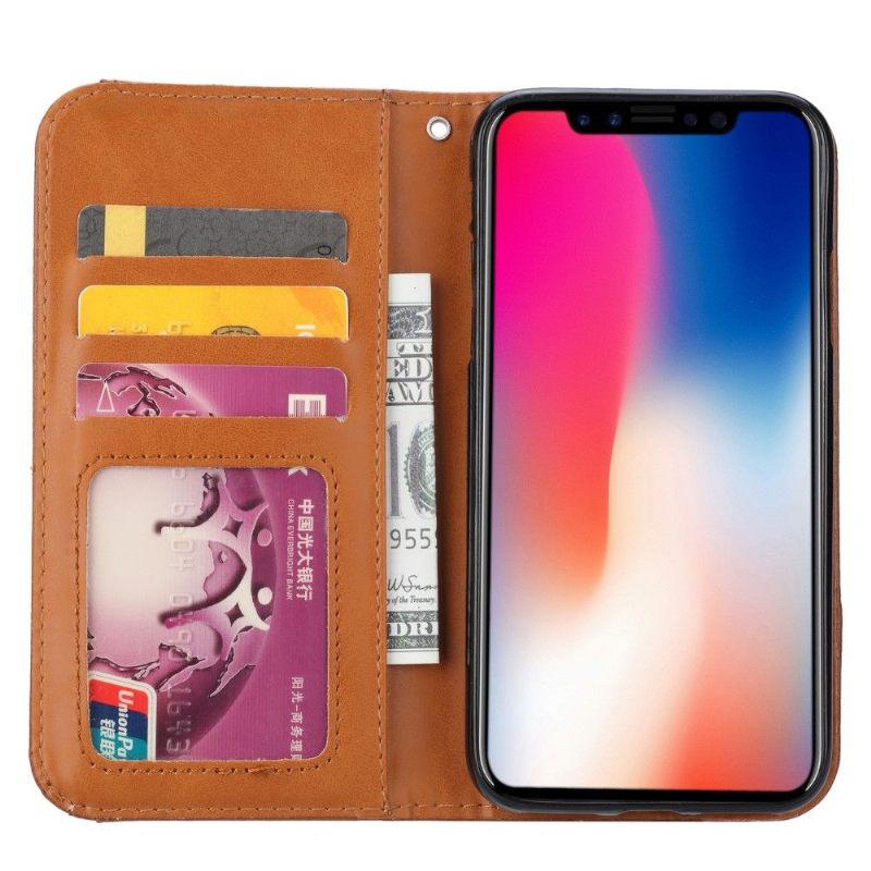 Folio-hoesje voor iPhone XS Max Stand Case Leder Effect