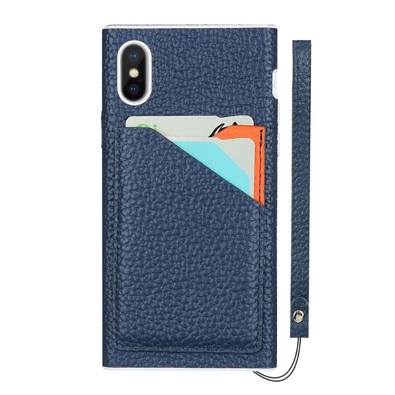 Hoesje voor iPhone XS Max Leren Effect Kaarthouder Met Lanyard