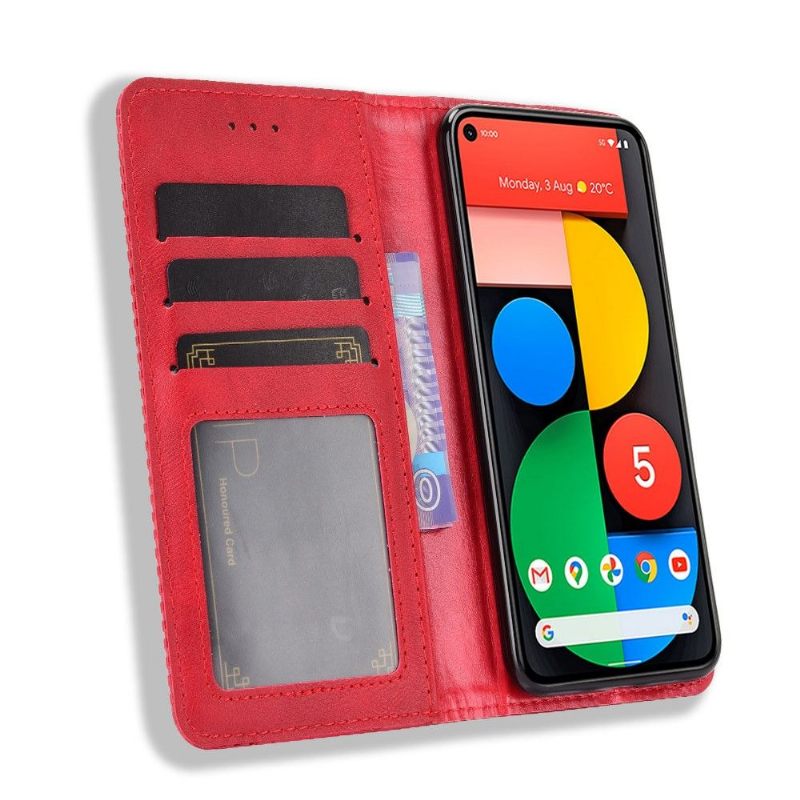 Flip Case voor Google Pixel 5 Leer In Cirénius-stijl