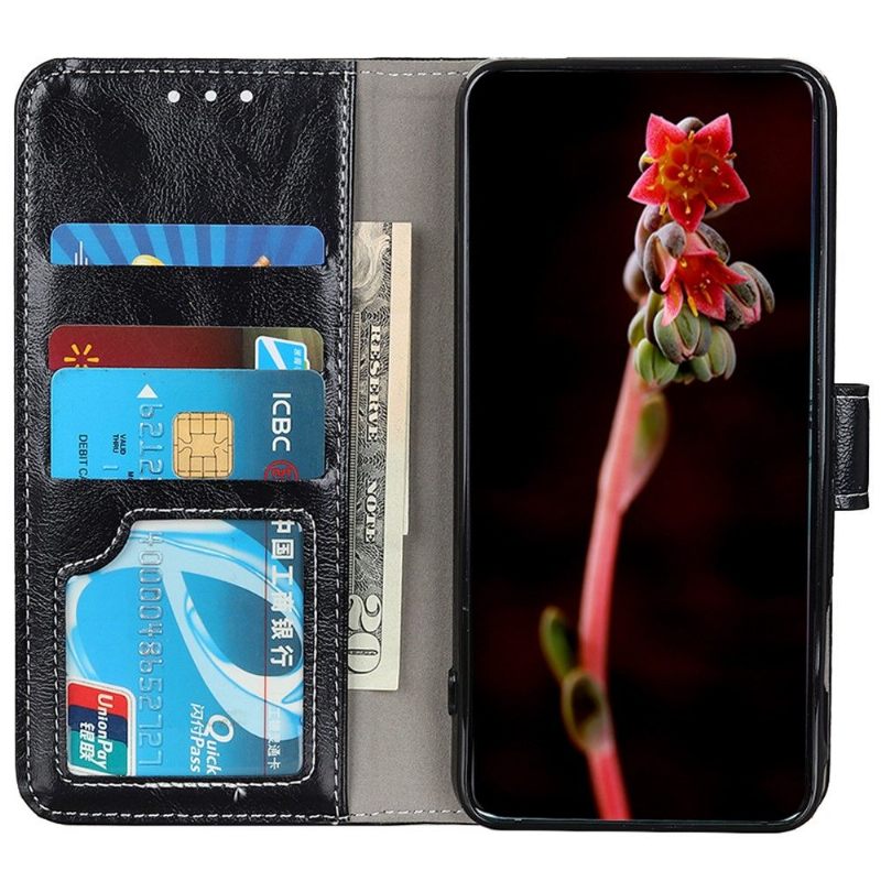 Folio-hoesje voor Motorola Moto G200 5G Luxe Stiksels Met Leereffect