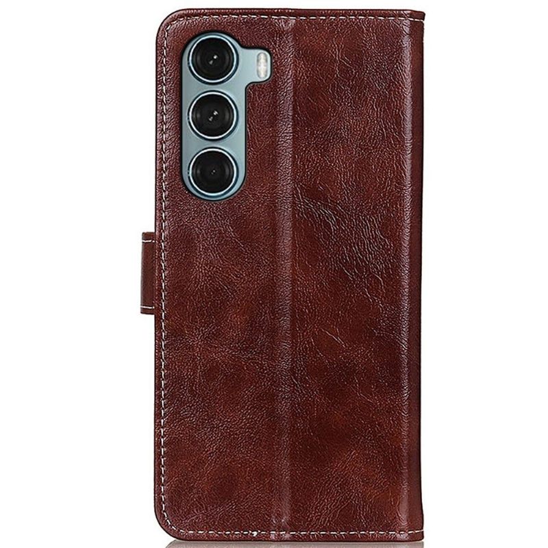 Folio-hoesje voor Motorola Moto G200 5G Luxe Stiksels Met Leereffect