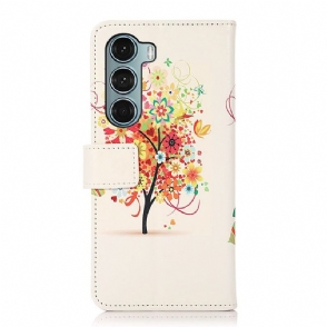 Leren Hoesje voor Motorola Moto G200 5G Bescherming Bloemenboom