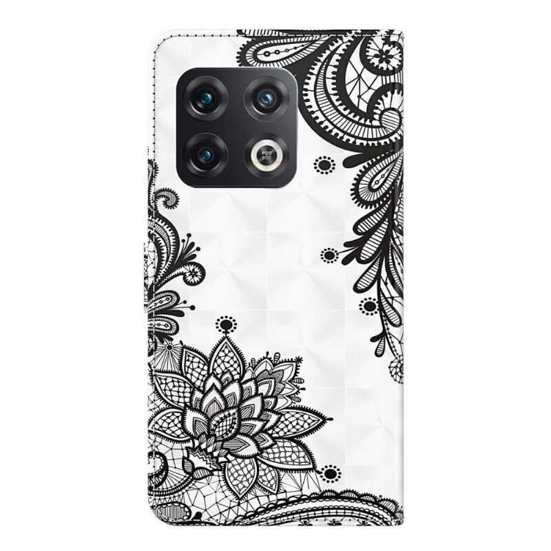 Folio-hoesje voor OnePlus 10 Pro Anti-fall Kant Bloemen