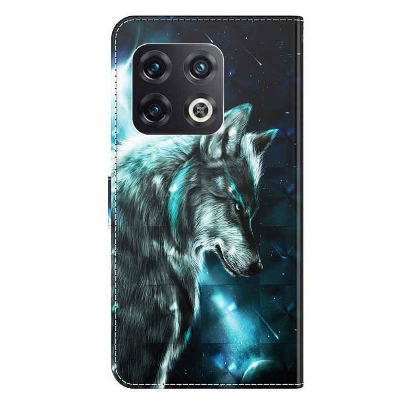 Leren Hoesje voor OnePlus 10 Pro Bescherming Denkende Wolf