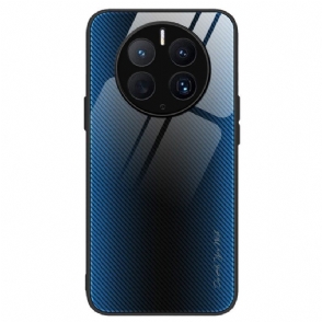 Hoesje voor Huawei Mate 50 Pro Koolstofvezel Gehard Glas