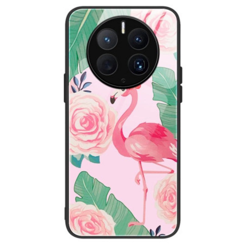 Telefoonhoesje voor Huawei Mate 50 Pro Flamingo Gehard Glas