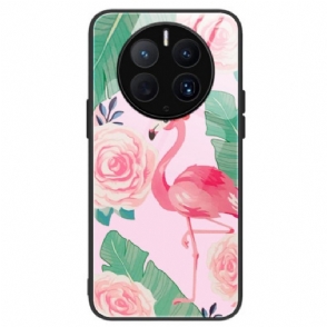 Telefoonhoesje voor Huawei Mate 50 Pro Flamingo Gehard Glas