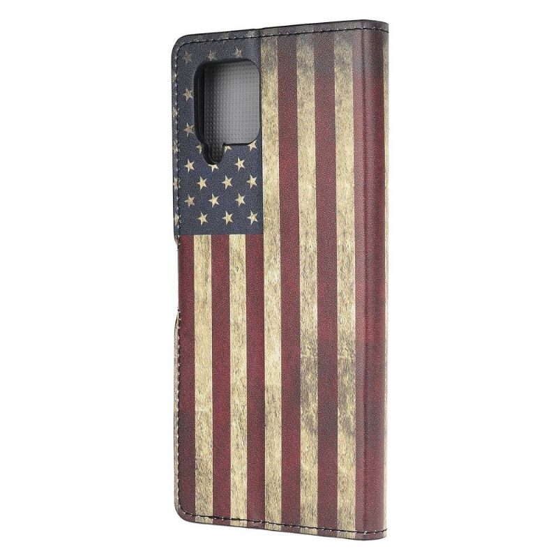 Folio-hoesje voor Samsung Galaxy A42 5G Anti-fall Vintage Amerikaanse Vlag