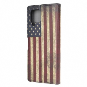 Folio-hoesje voor Samsung Galaxy A42 5G Anti-fall Vintage Amerikaanse Vlag